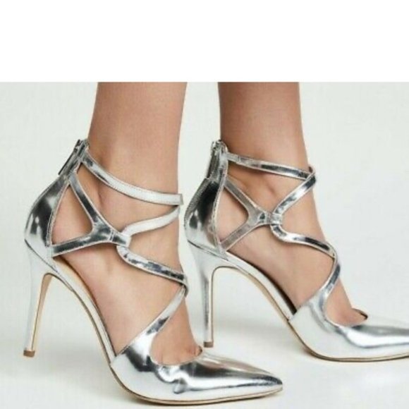 🆕 Michael Kors Catia Gold Metallic Leather Strappy Heels - 7.5 - Picture 6 of 6